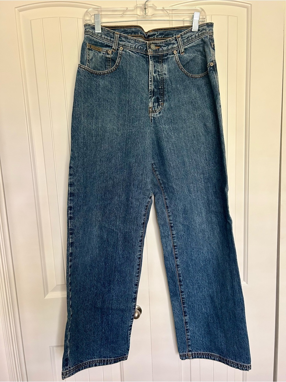 Calvin Klein Blue Wide-Leg Jeans with High Waist